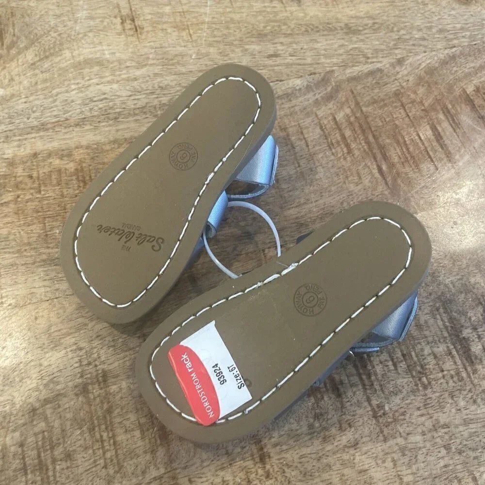 Boutique Salt Water Silver Leather Sandal Toddler 6 Silver Lining sun